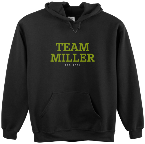 Team Family Custom Hoodie, Single Sided, Adult (XL), Black, Green, lime