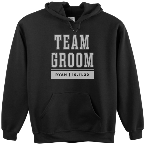 Team Groom Custom Hoodie, Double Sided, Adult (XL), Black, Black