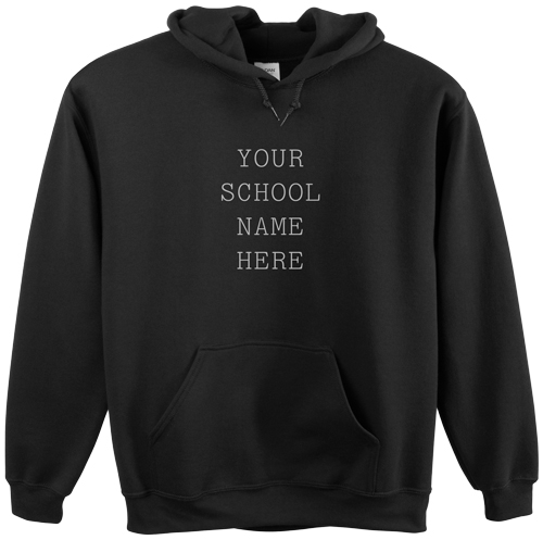 School Name Here Custom Hoodie, Single Sided, Adult (XL), Black, White