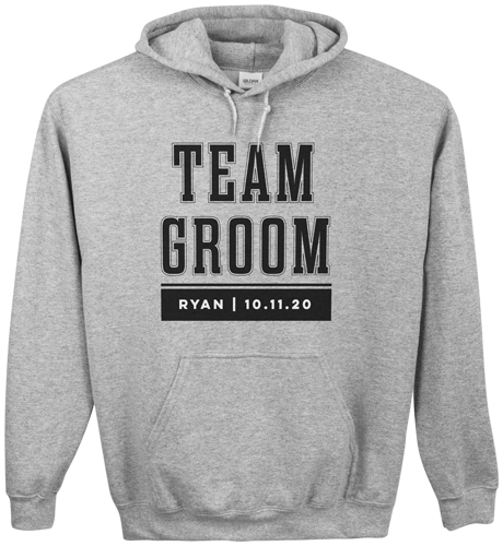 Team Groom Custom Hoodie, Single Sided, Adult (XL), Gray, Black