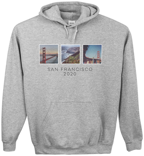 Vacation Gallery of Three Custom Hoodie, Double Sided, Adult (XL), Gray, White