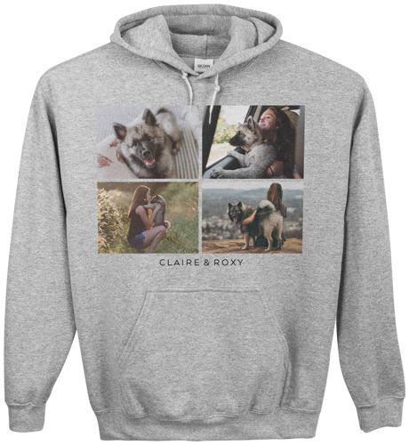 Gallery of Four Custom Hoodie, Single Sided, Adult (XL), Gray, White