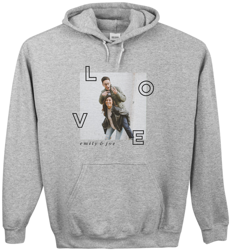 Space for Love Custom Hoodie, Double Sided, Adult (XXL), Gray, Black