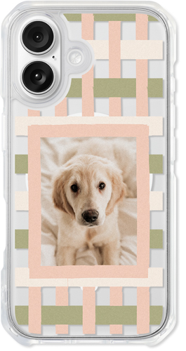 Pastel Plaid iPhone Clear Impact Case, With Magsafe, Impact Clear, iPhone 16, White