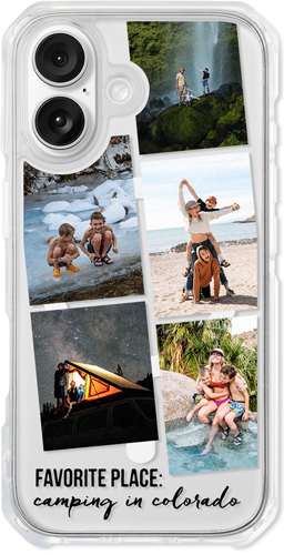 Tilted Photo Strip iPhone Clear Impact Case, With Magsafe, Impact Clear, iPhone 16, Black