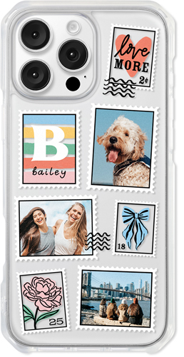 Stamp Collage iPhone Clear Impact Case, Without Magsafe, Impact Clear, iPhone 16 Pro Max, White, white