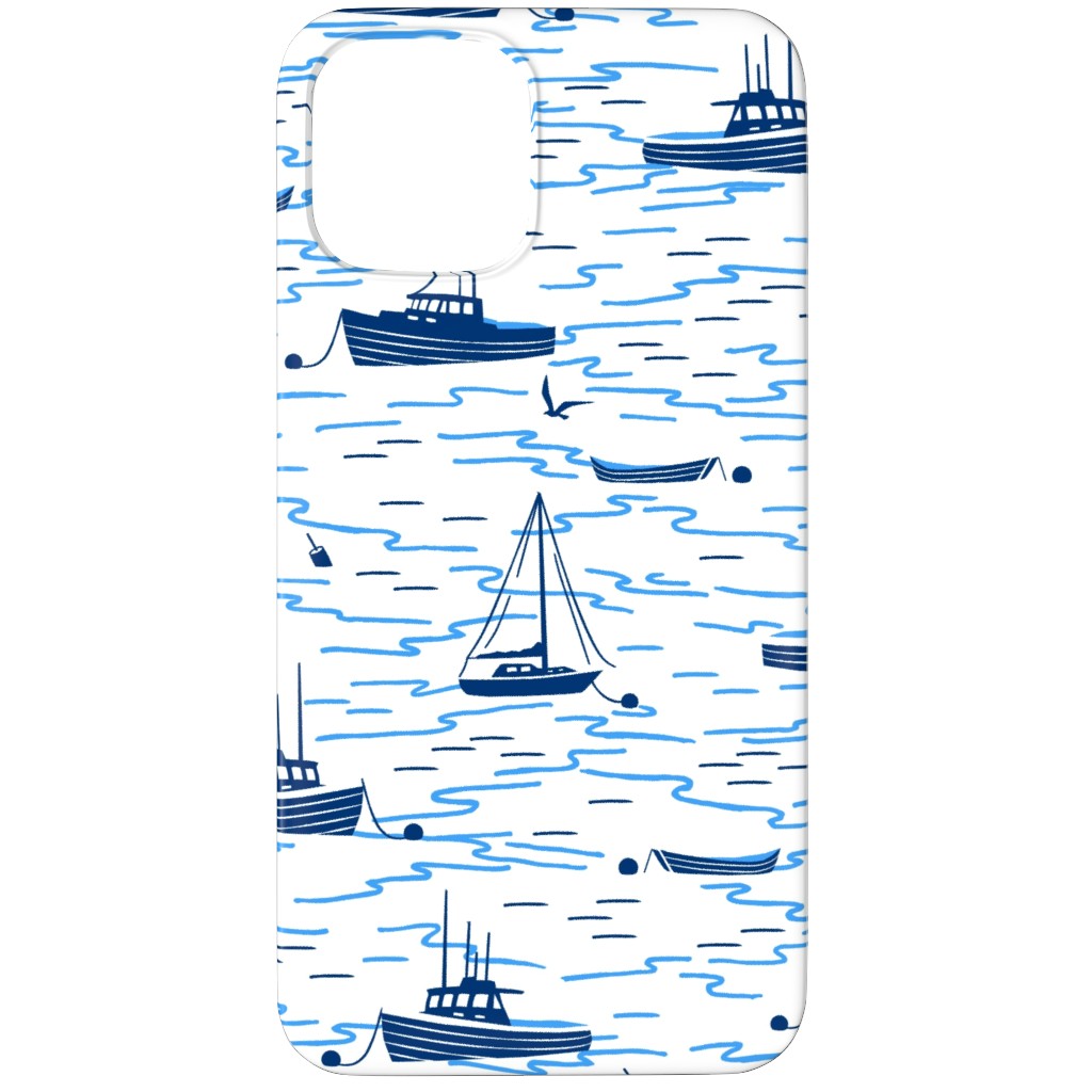 Harbor Boats - Blue on White Phone Case, Silicone Liner Case, Matte, iPhone 11 Pro Max, Blue