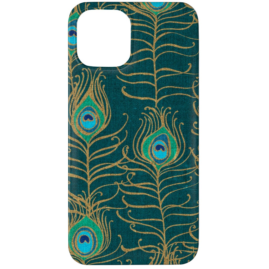 Peacock Feather Nouveau - Emerald Phone Case, Silicone Liner Case, Matte, iPhone 11 Pro Max, Green, Classic Green