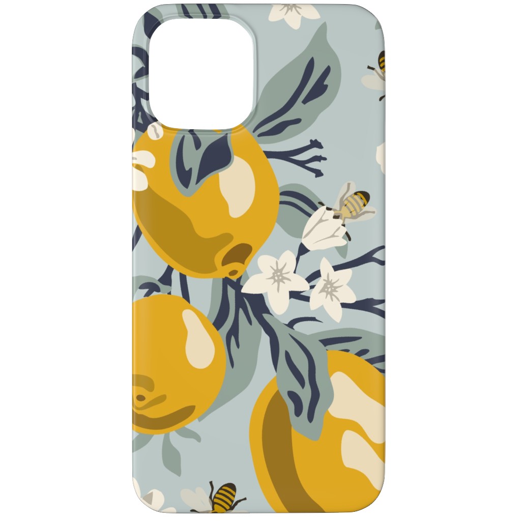 Bees & Lemons Phone Case, Silicone Liner Case, Matte, iPhone 11 Pro Max, Blue