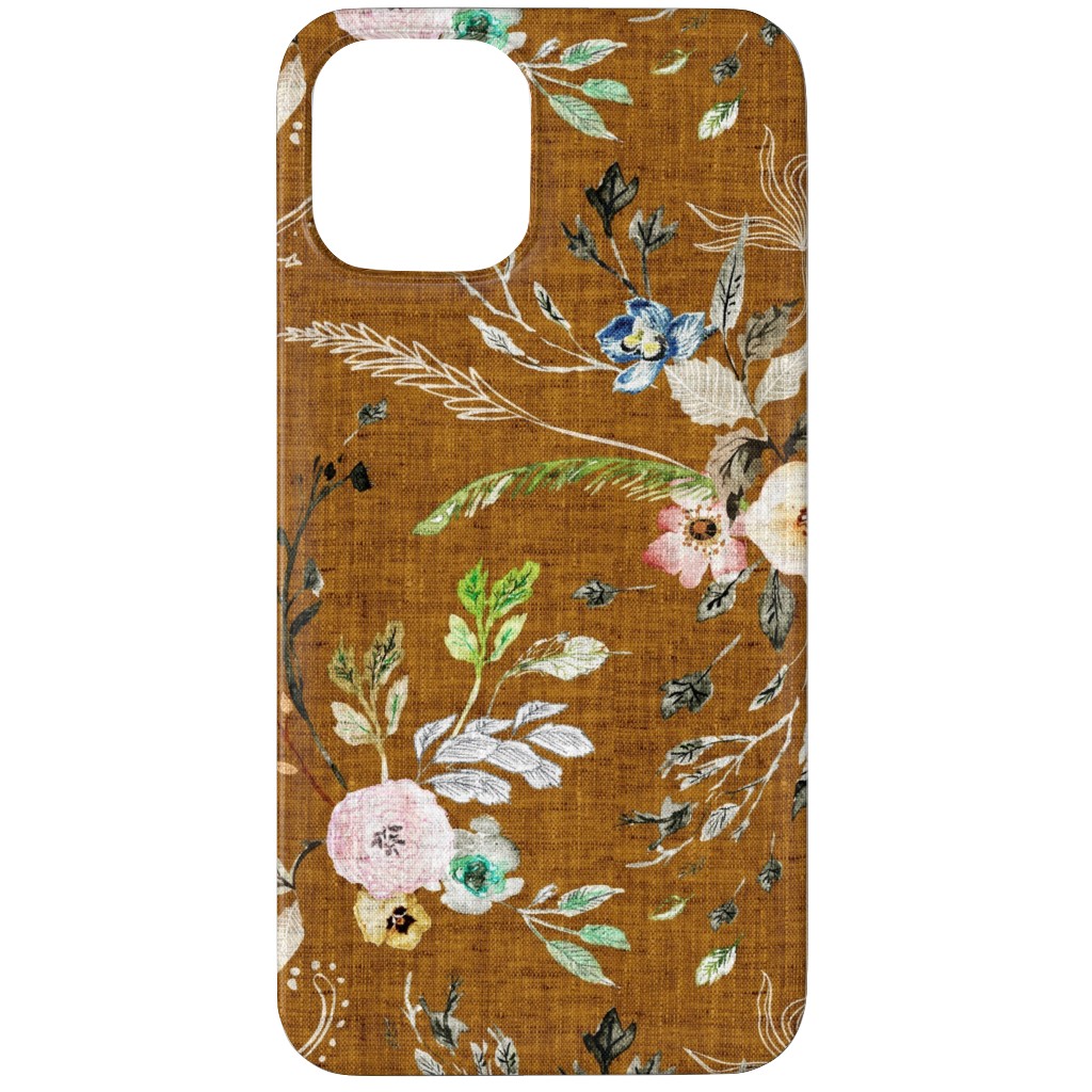 La Boheme Floral - Russet Phone Case, Silicone Liner Case, Matte, iPhone 11 Pro Max, Brown, Brown