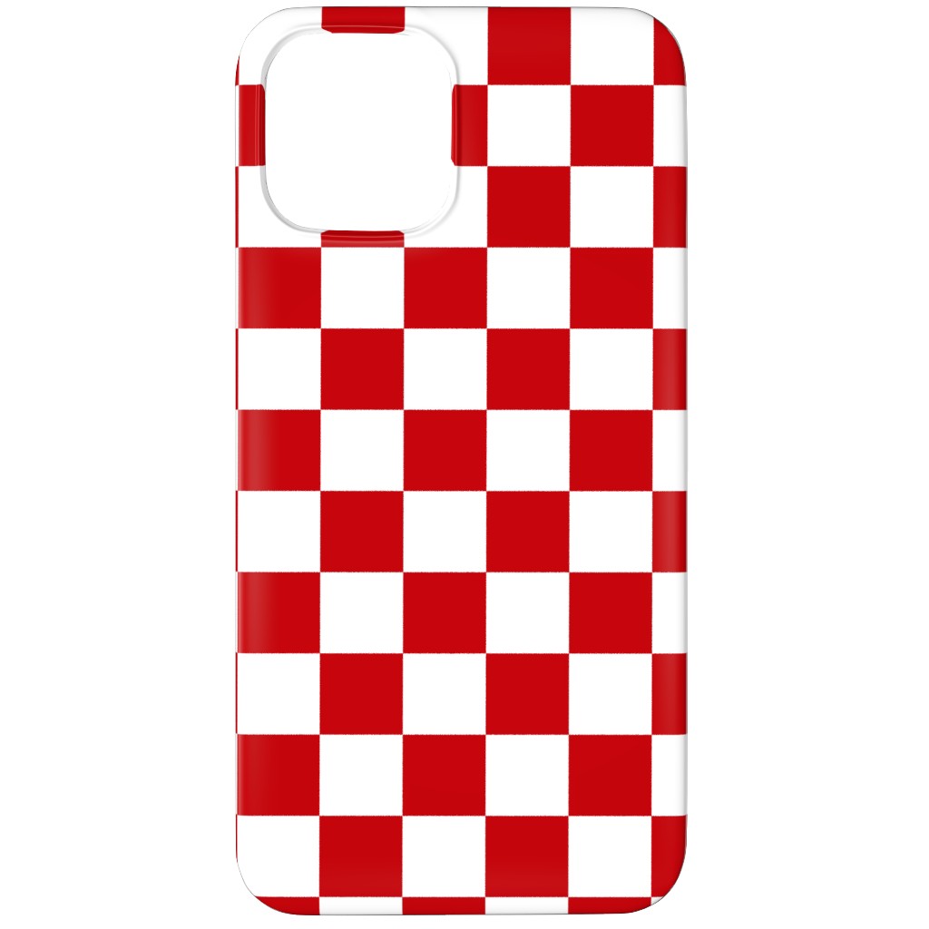 Checkerboard - Red and White Phone Case, Silicone Liner Case, Matte, iPhone 11 Pro Max, Red