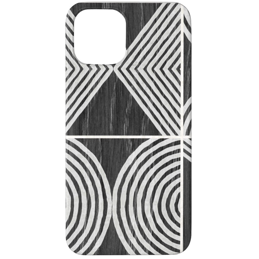Boho Tribal Woodcut Geometric Shapes Phone Case, Silicone Liner Case, Matte, iPhone 11 Pro Max, Black, Coal