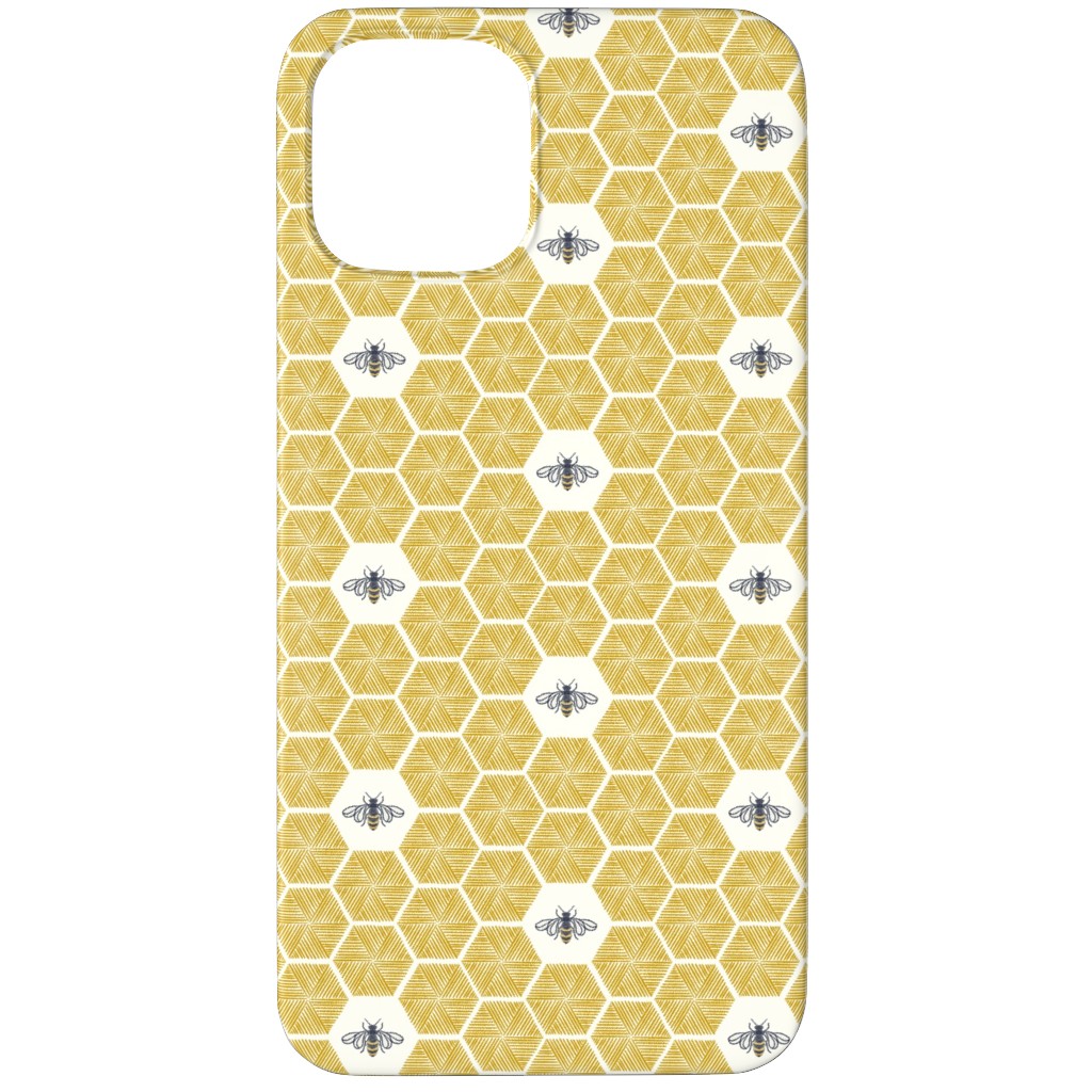 Bees Stitched Honeycomb - Gold Phone Case, Slim Case, Matte, iPhone 11 Pro Max, Yellow