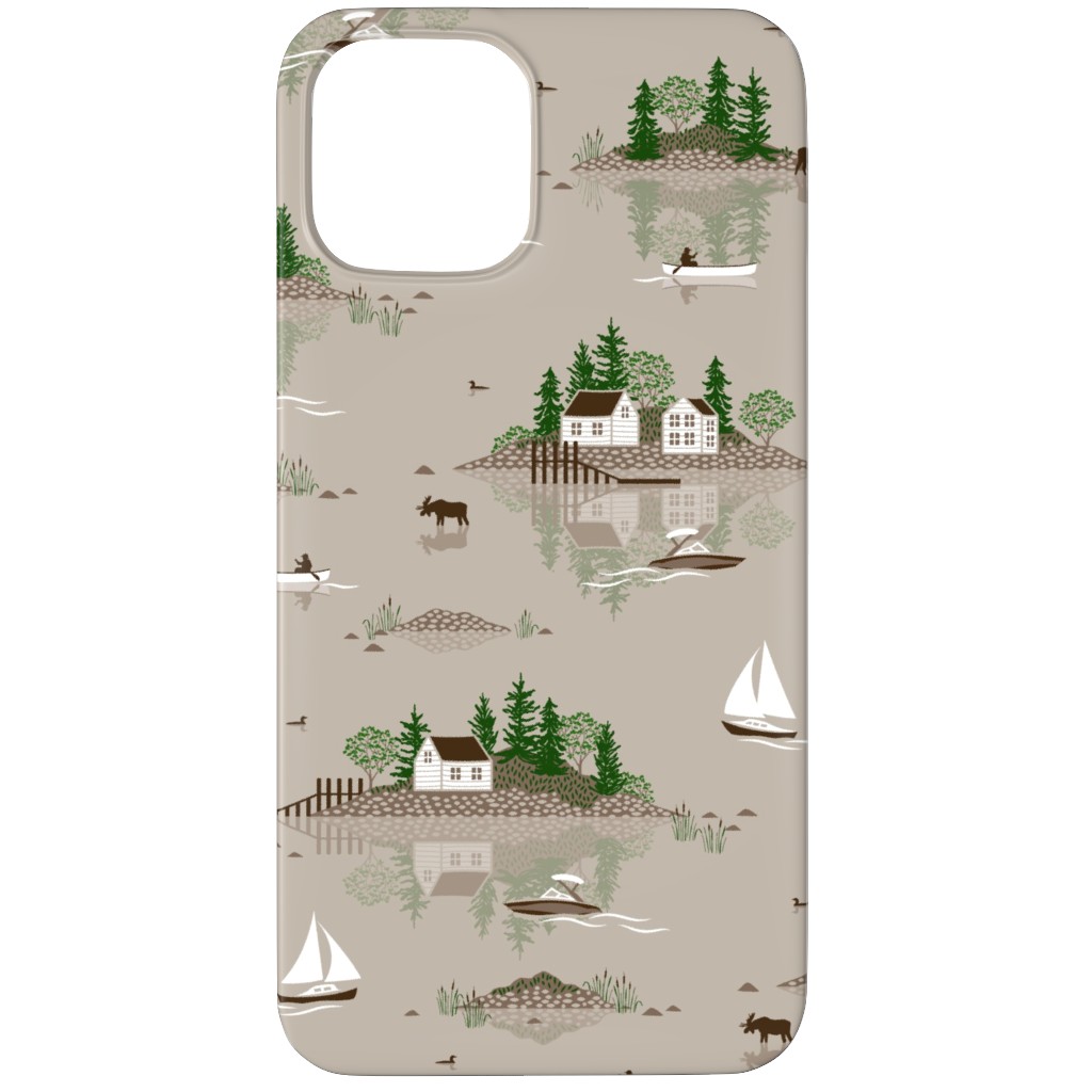 Boating on the Lake - Beige Phone Case, Slim Case, Matte, iPhone 11 Pro Max, Beige, Pearl