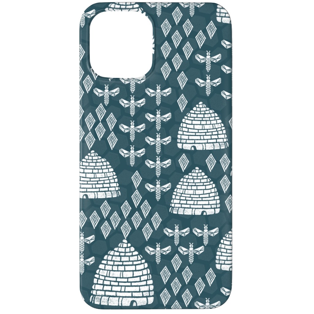 Vintage Bees and Hives - Blue Phone Case, Slim Case, Matte, iPhone 11 Pro Max, Green, Classic Green