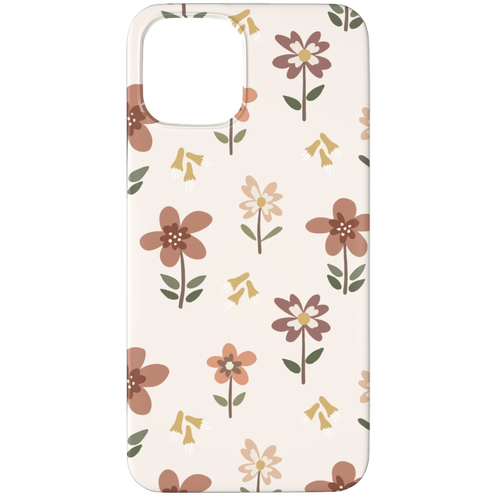Cute Daisies & Foxgloves Floral - Earth Tones Phone Case, Slim Case, Matte, iPhone 11 Pro Max, Pink, Bright Pink