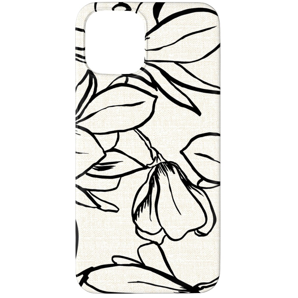Magnolia Garden - Textured - White & Black Phone Case, Silicone Liner Case, Matte, iPhone 11 Pro, Beige