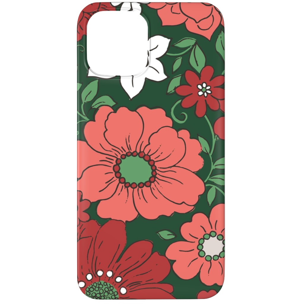 Camilla Retro Floral Christmas - Red and Green Phone Case, Silicone Liner Case, Matte, iPhone 11 Pro, Multicolor