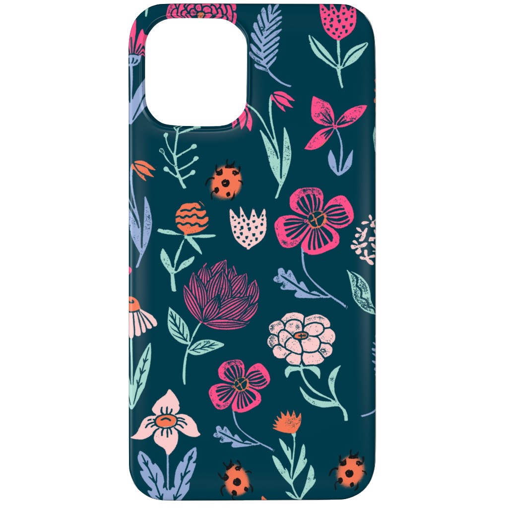 Spring Botanicals Linocut - Multi Phone Case, Silicone Liner Case, Matte, iPhone 11 Pro, Multicolor