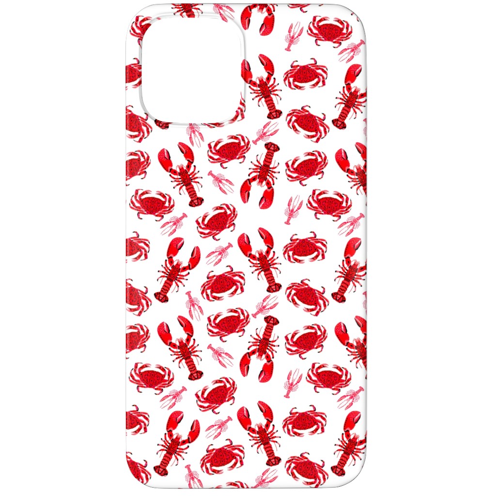 Crabs and Lobsters - Red Crustaceans on White Phone Case, Silicone Liner Case, Matte, iPhone 11 Pro, Red