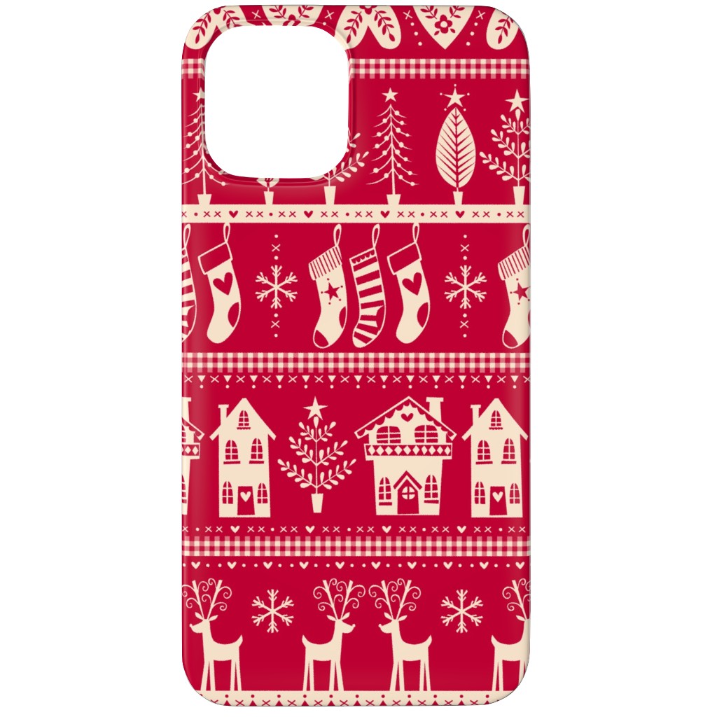 Vintage Nordic Christmas Phone Case, Silicone Liner Case, Matte, iPhone 11 Pro, Red