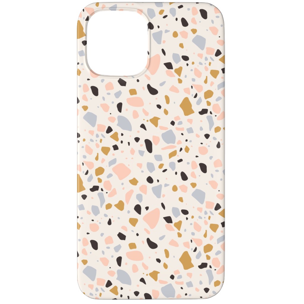 Terrazzo Coral - Gold Phone Case, Silicone Liner Case, Matte, iPhone 11 Pro, Beige, Pearl
