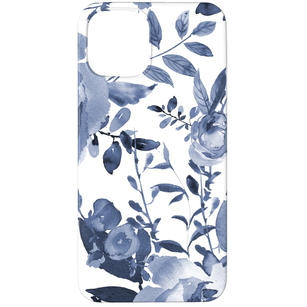 Blue and White Florals - Indigo Phone Case, Silicone Liner Case, Matte, iPhone 11 Pro, Blue, True Blue