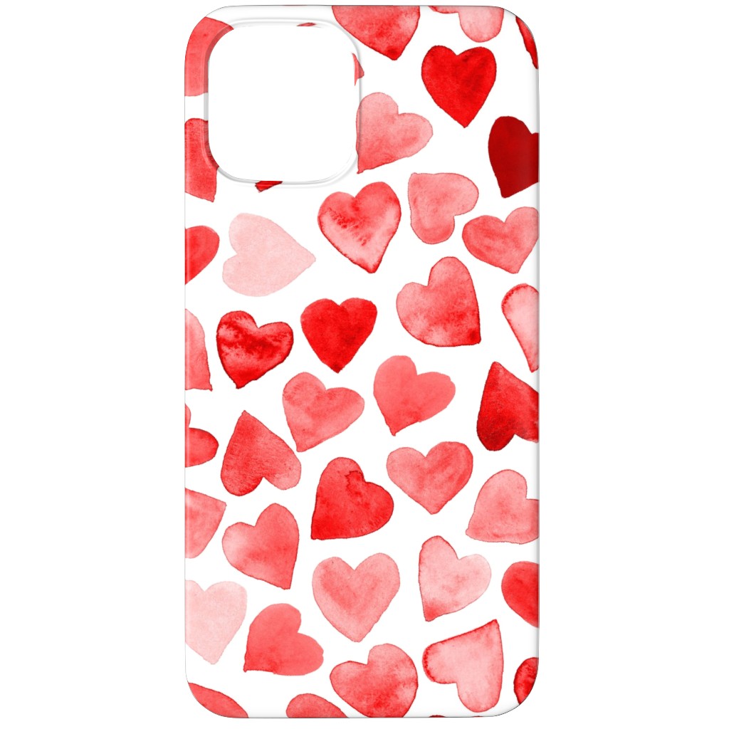 Red Hearts Watercolor - Red Phone Case, Silicone Liner Case, Matte, iPhone 11 Pro, Red, Red