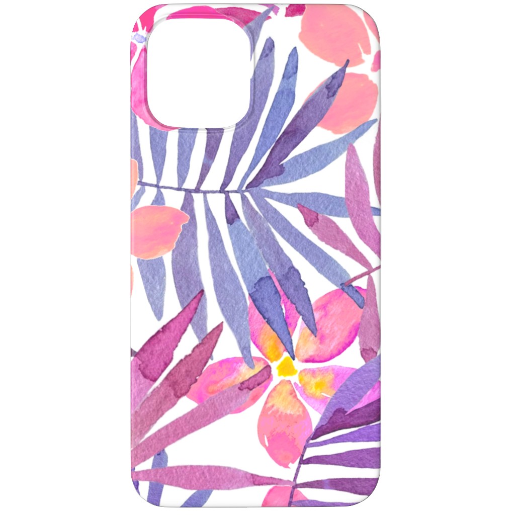 Watercolor Tropical Vibes Phone Case, Slim Case, Matte, iPhone 11 Pro, Pink, Bright Dahlia