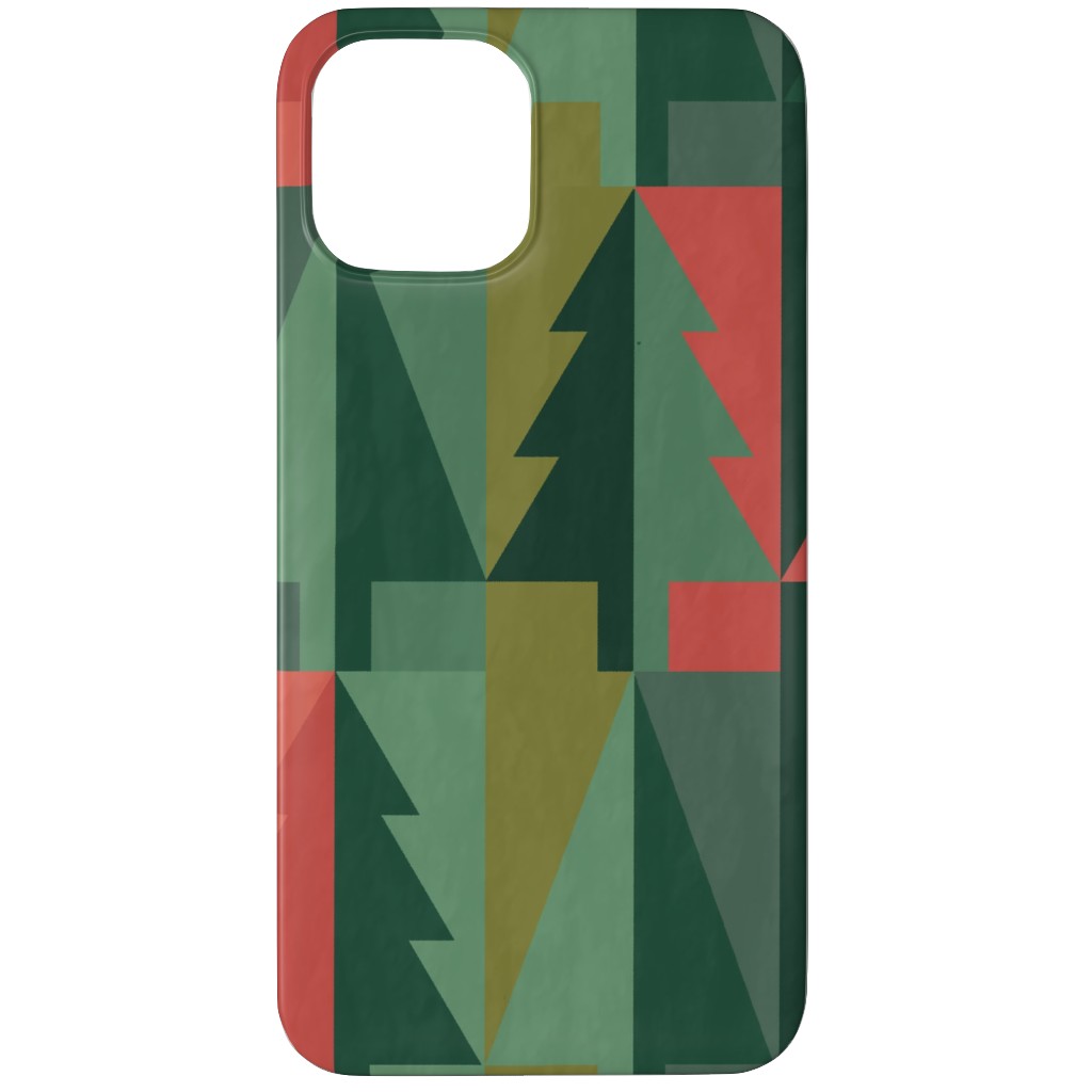 Geometric Forest - Red and Green Phone Case, Slim Case, Matte, iPhone 11 Pro, Green