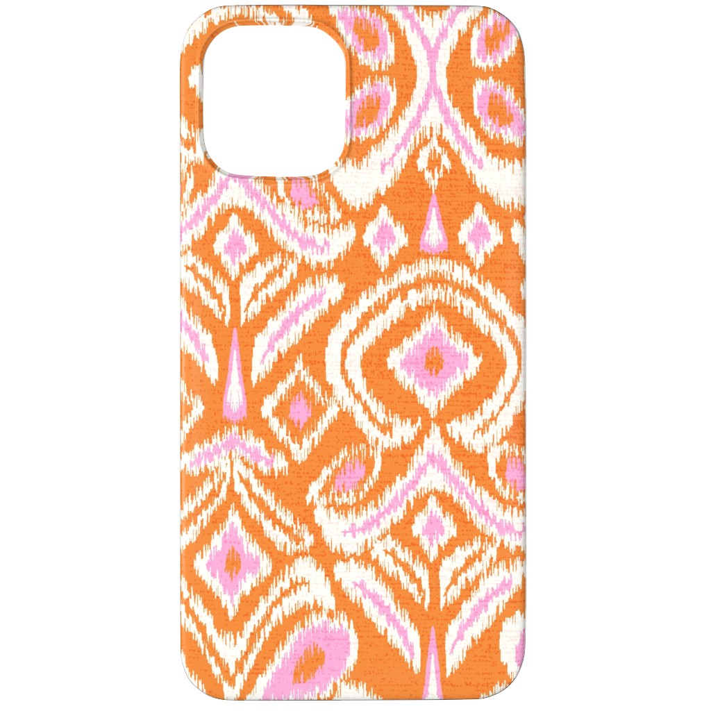 Ikat Flower - Orange and Pink Phone Case, Slim Case, Matte, iPhone 11 Pro, Orange