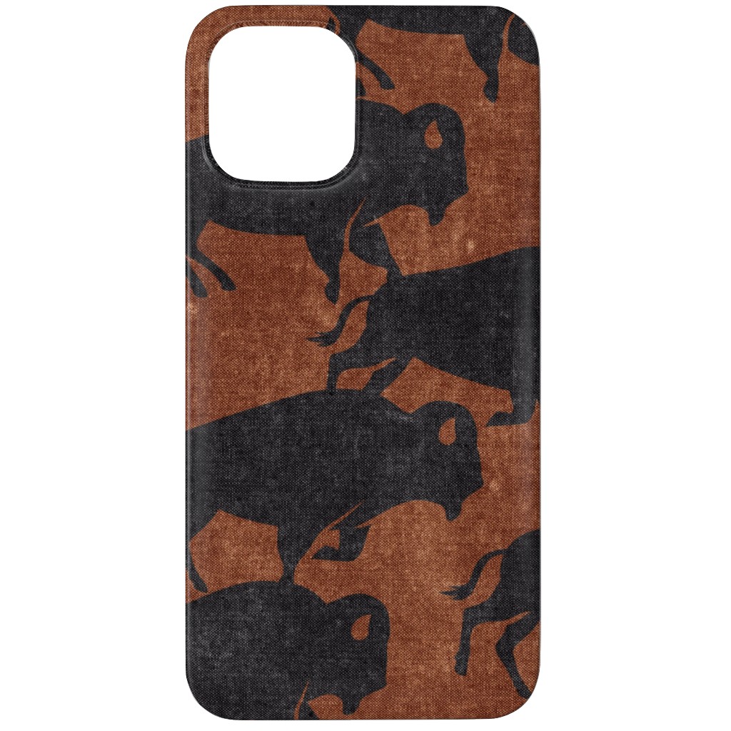 Bison Stampede - Inkwell on Brandywine Phone Case, Slim Case, Matte, iPhone 11 Pro, Brown