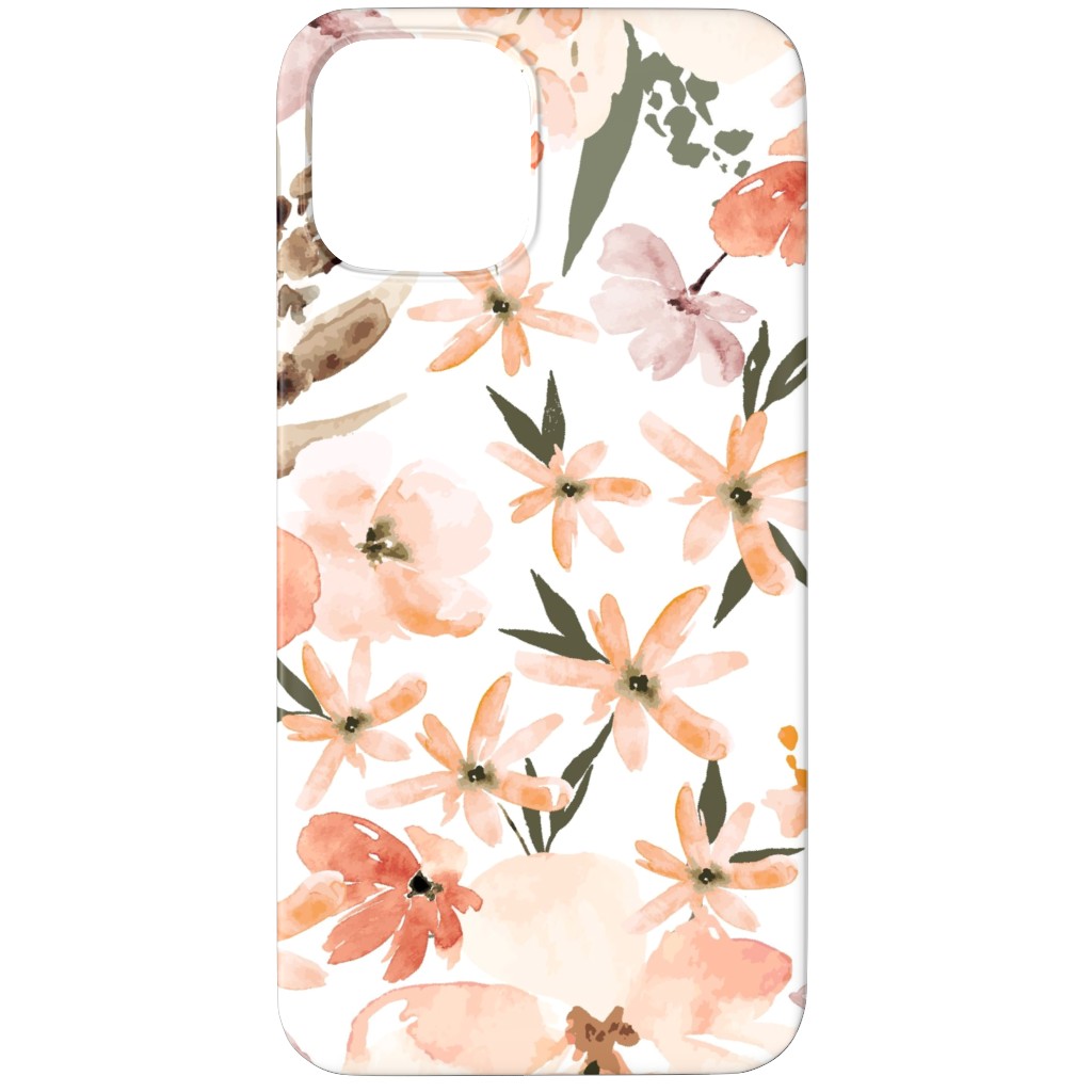 Earth Tone Floral Summer in Peach & Apricot Phone Case, Slim Case, Matte, iPhone 11 Pro, Pink, Bright Pink