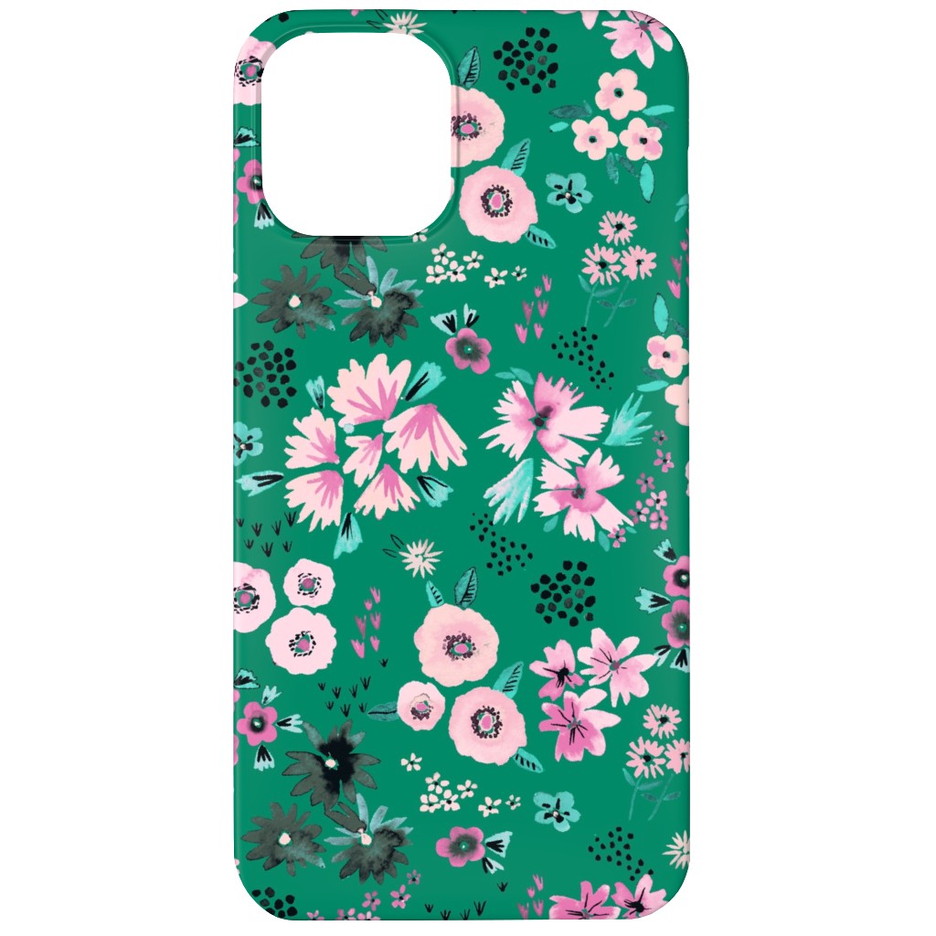 Artful Little Flowers - Green Phone Case, Silicone Liner Case, Matte, iPhone 11, Green