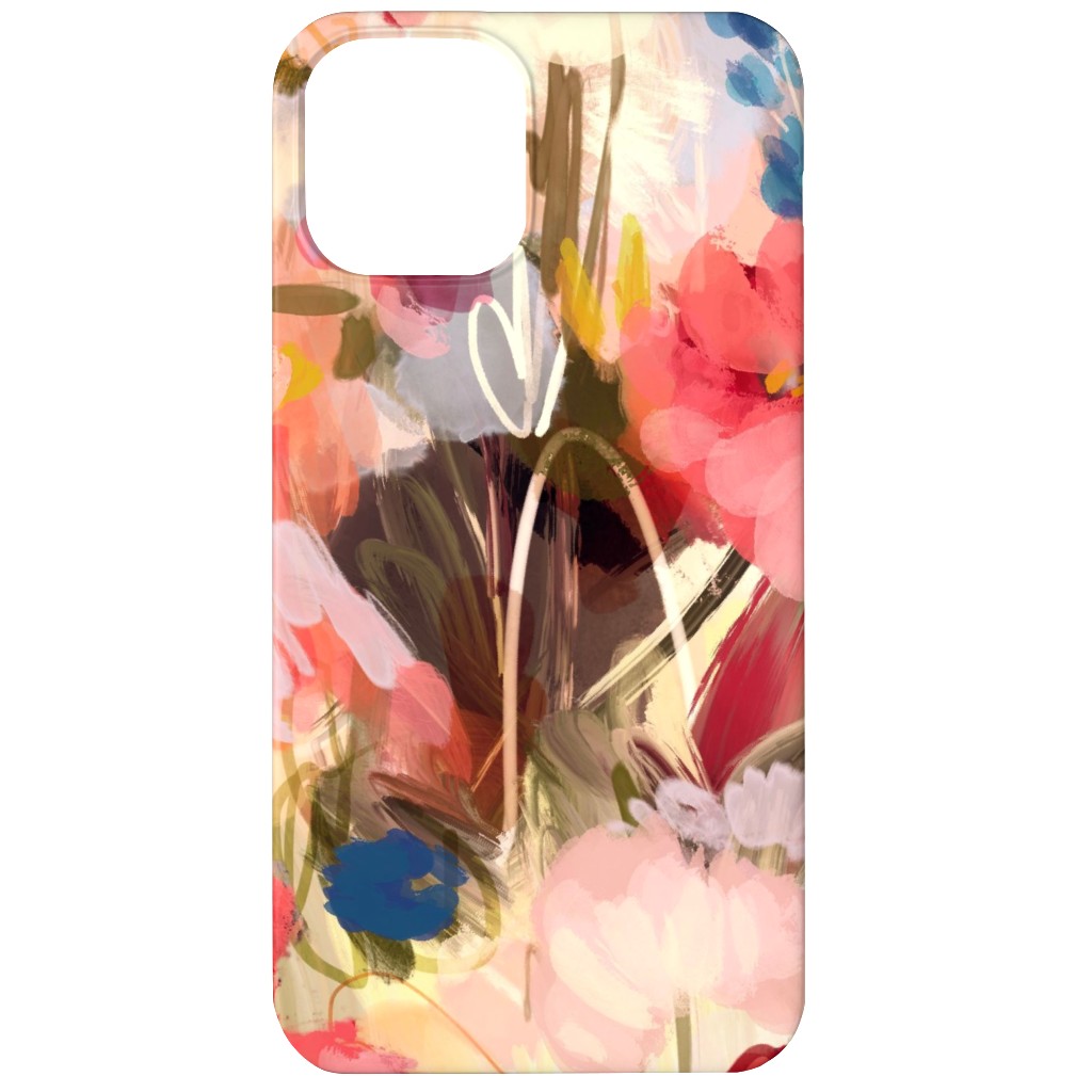 Painterly Abstract Floral Phone Case, Silicone Liner Case, Matte, iPhone 11, Pink, Bright Pink