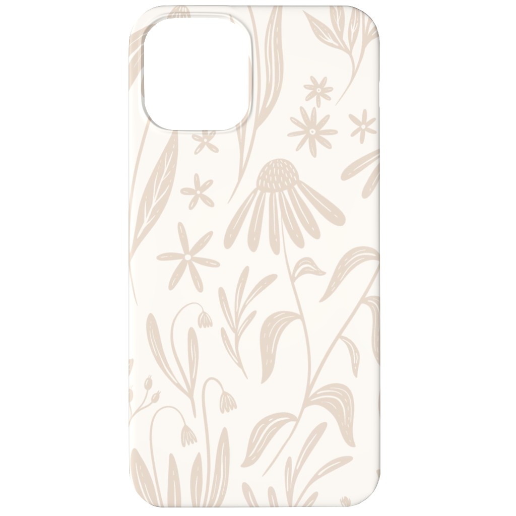 Wildflowers - Tan and Cream Phone Case, Silicone Liner Case, Matte, iPhone 11, Beige