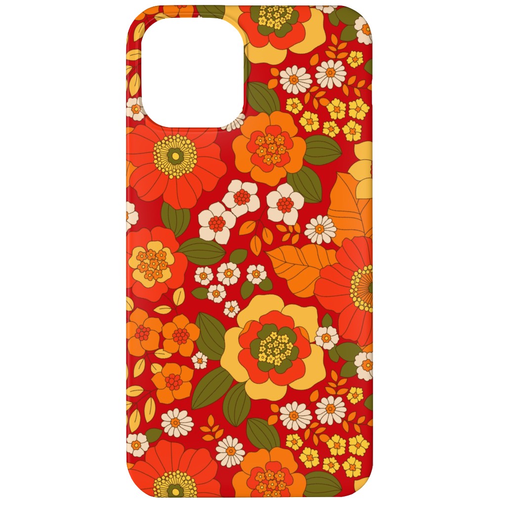 Vintage Flora - Red Phone Case, Silicone Liner Case, Matte, iPhone 11, Orange, Orange