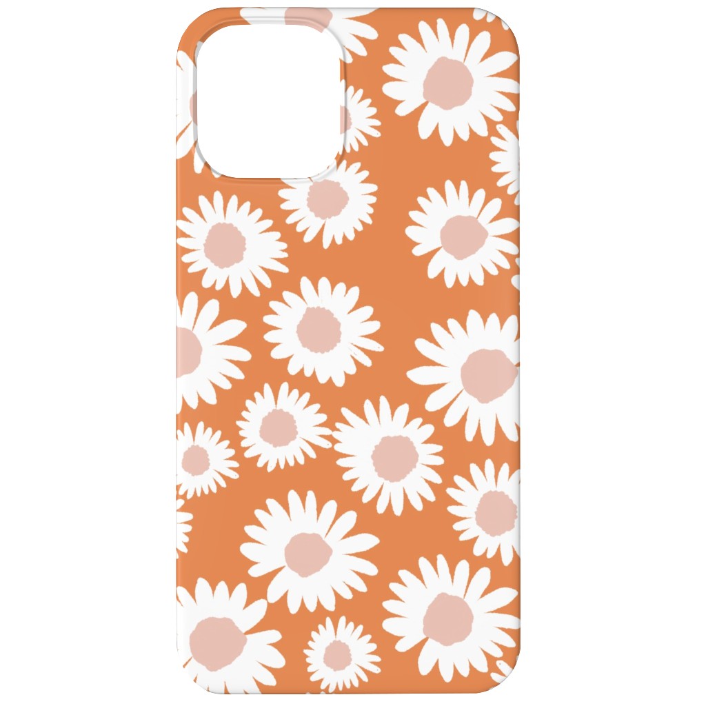 Boho Daisies - Flowers - Muted Orange and Blush Phone Case, Silicone Liner Case, Matte, iPhone 11, Orange