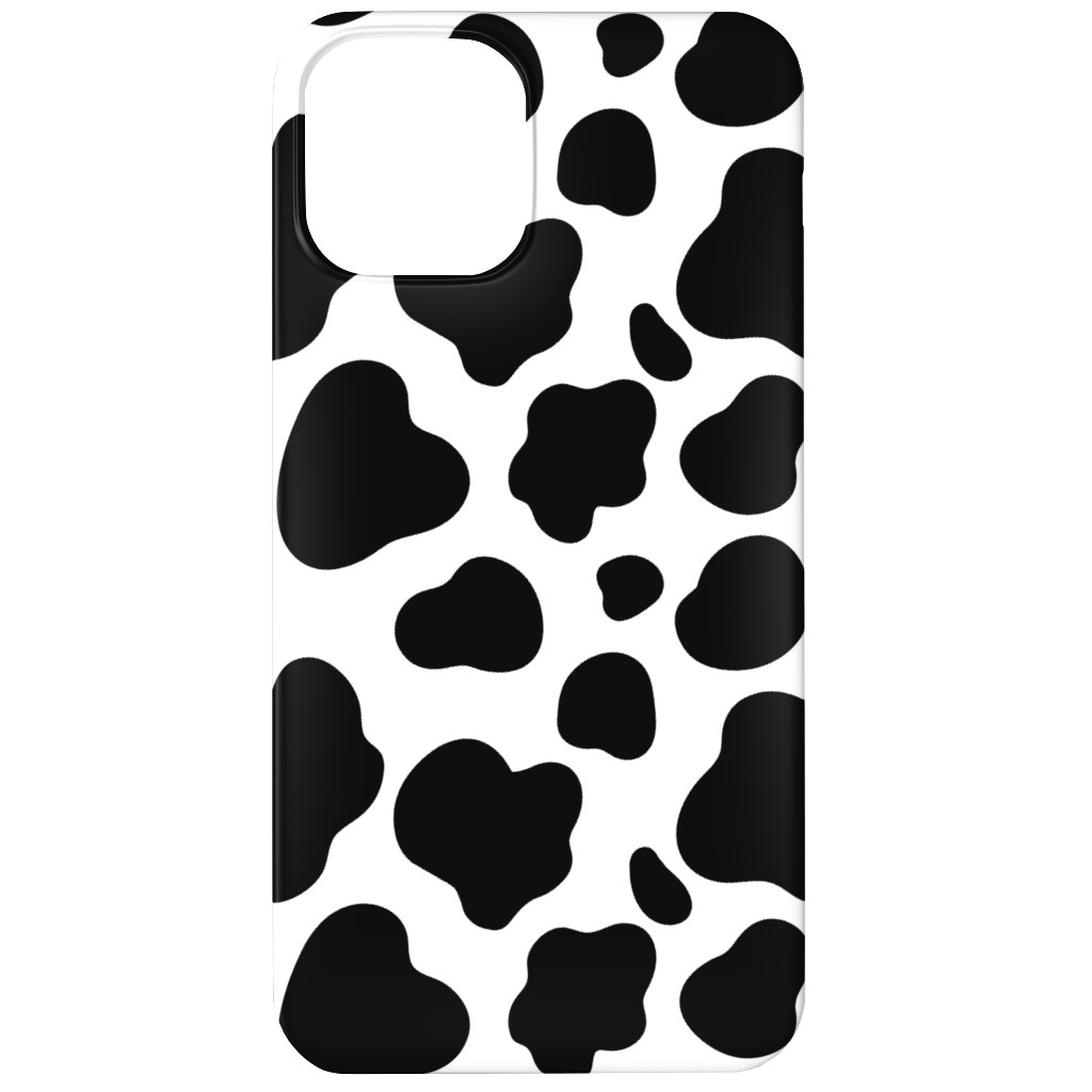 Cow Spots Pattern - Black on White Phone Case, Silicone Liner Case, Matte, iPhone 11, Black, Black