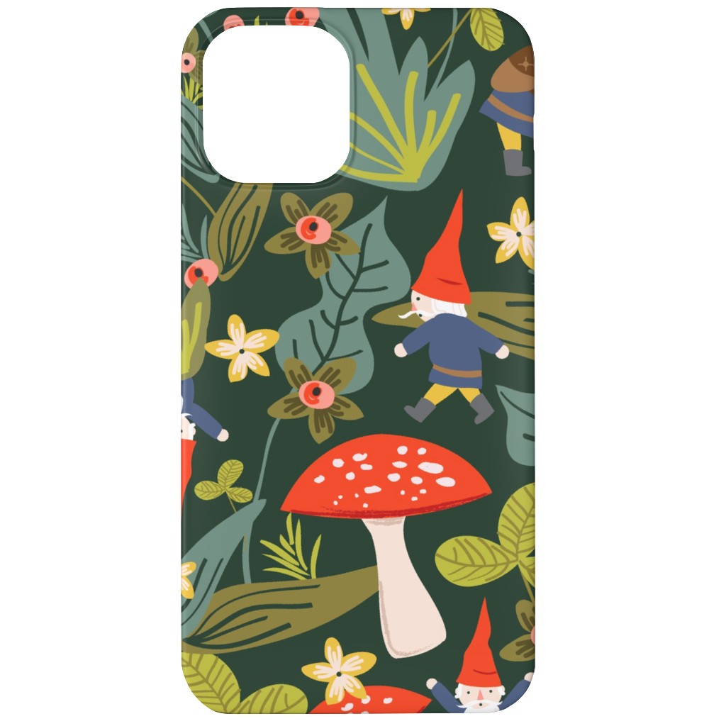 Woodland Gnomes & Mushrooms - Green Phone Case, Silicone Liner Case, Matte, iPhone 11, Green, Classic Green