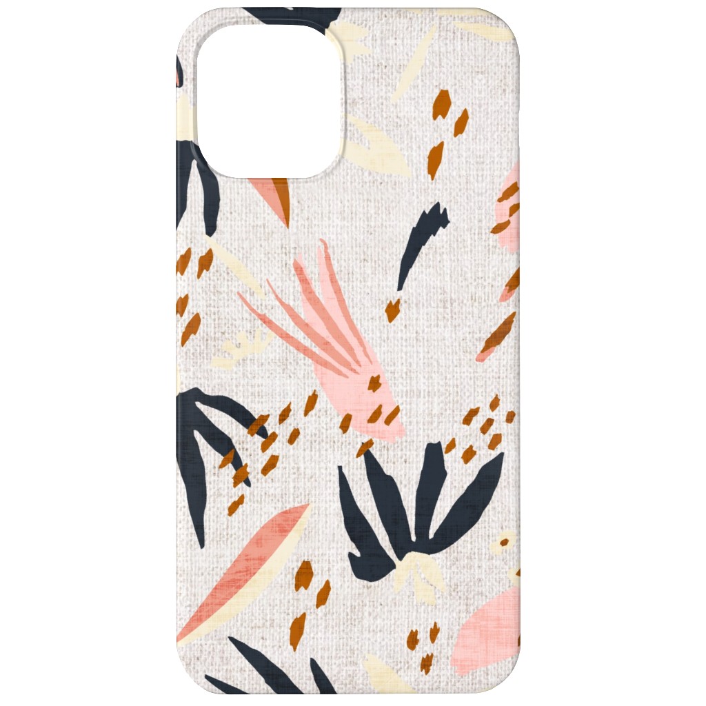 French Linen Floral - Pink Phone Case, Silicone Liner Case, Matte, iPhone 11, Pink