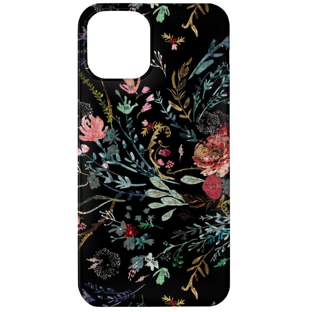 Fable Floral - Black Phone Case, Silicone Liner Case, Matte, iPhone 11, Black