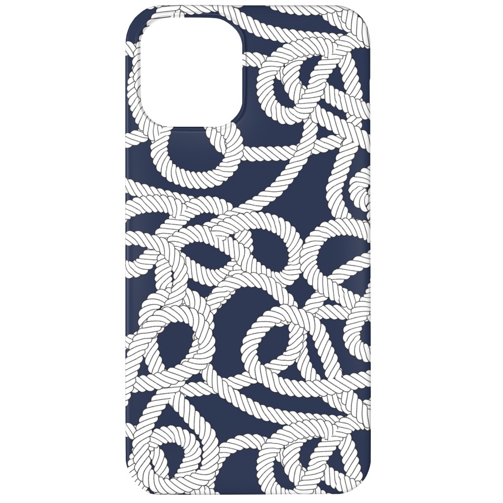 Nautical Rope Knots in Navy Phone Case, Silicone Liner Case, Matte, iPhone 11, Blue, True Blue