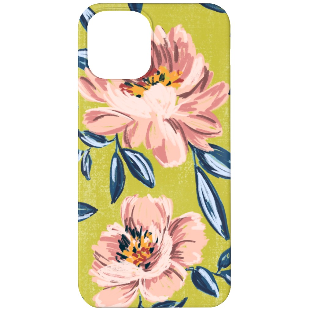Pink Peonies Phone Case, Silicone Liner Case, Matte, iPhone 11, Green