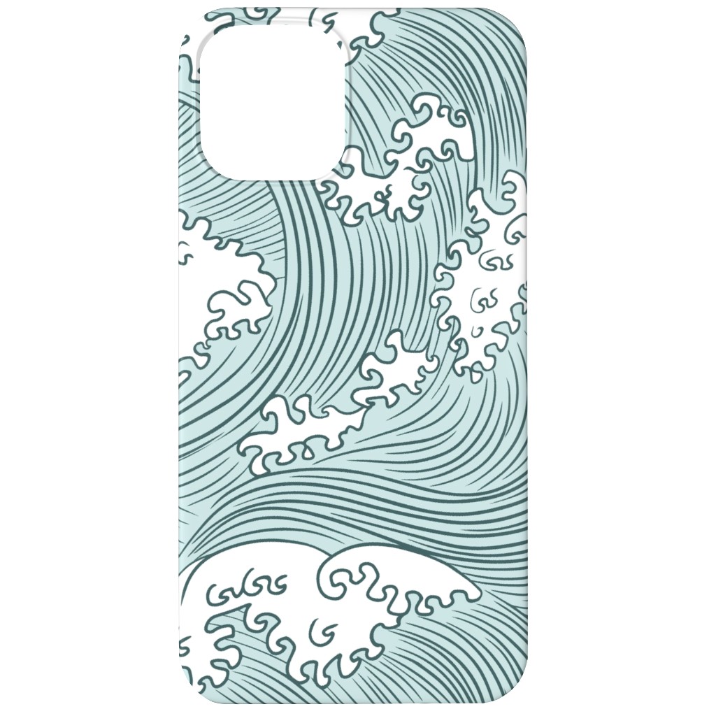 Japanese Waves Phone Case, Silicone Liner Case, Matte, iPhone 11, Blue