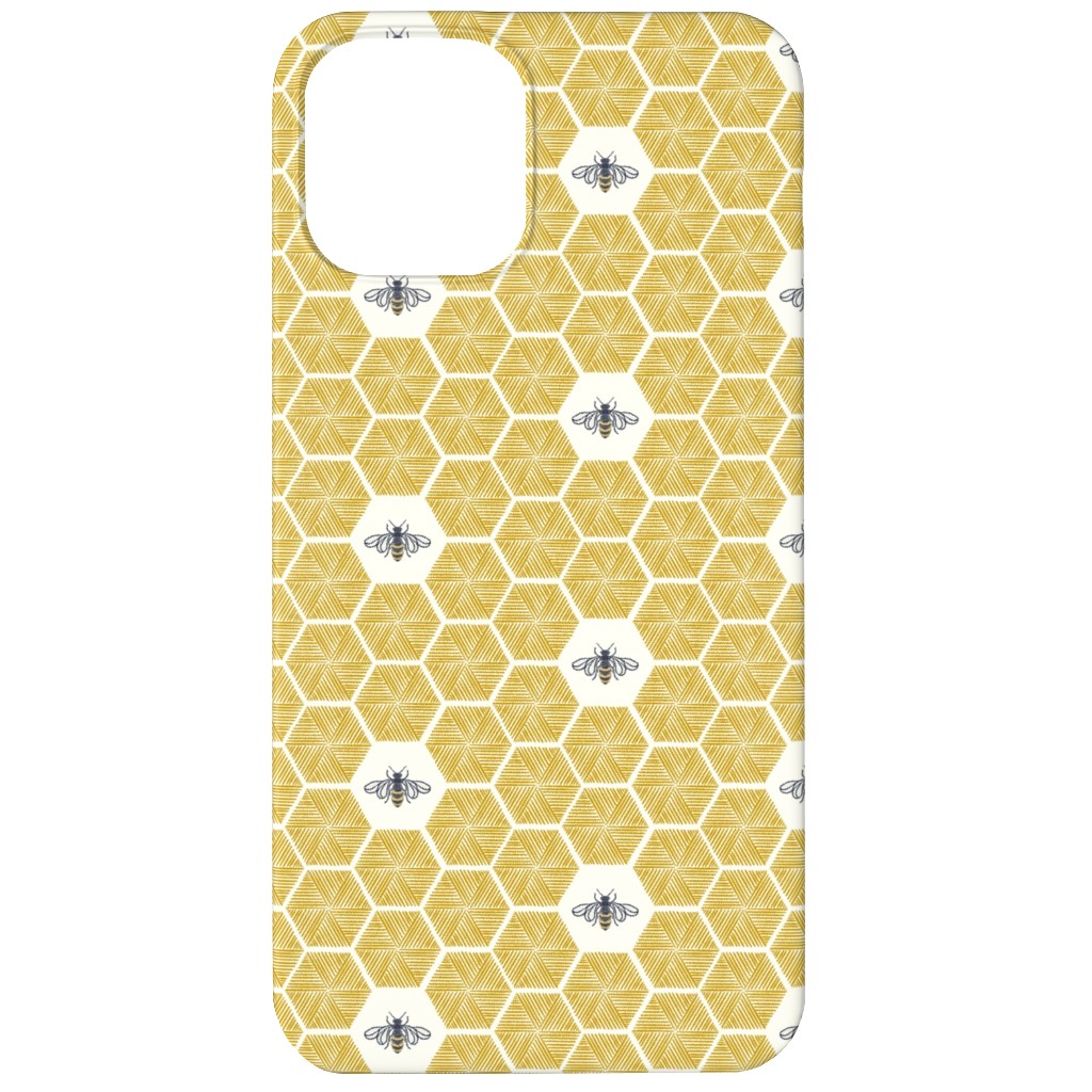 Bees Stitched Honeycomb - Gold Phone Case, Slim Case, Matte, iPhone 11, Yellow