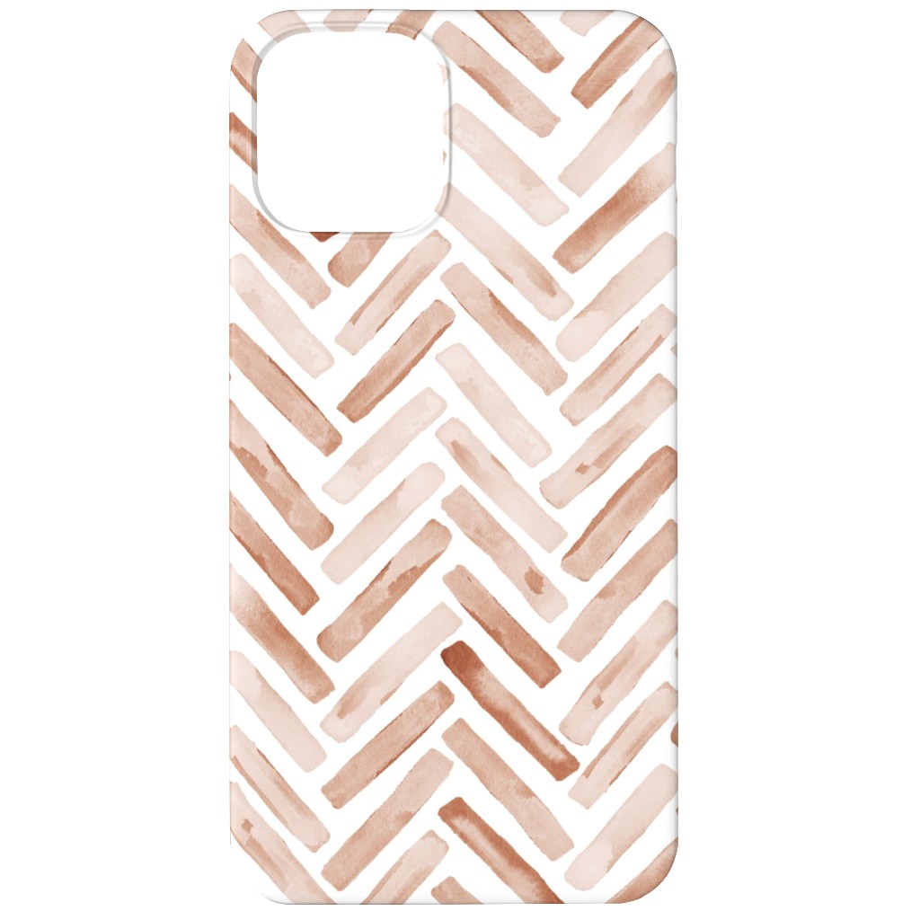 Painted Chevron Herringbone Phone Case, Slim Case, Matte, iPhone 11, Brown