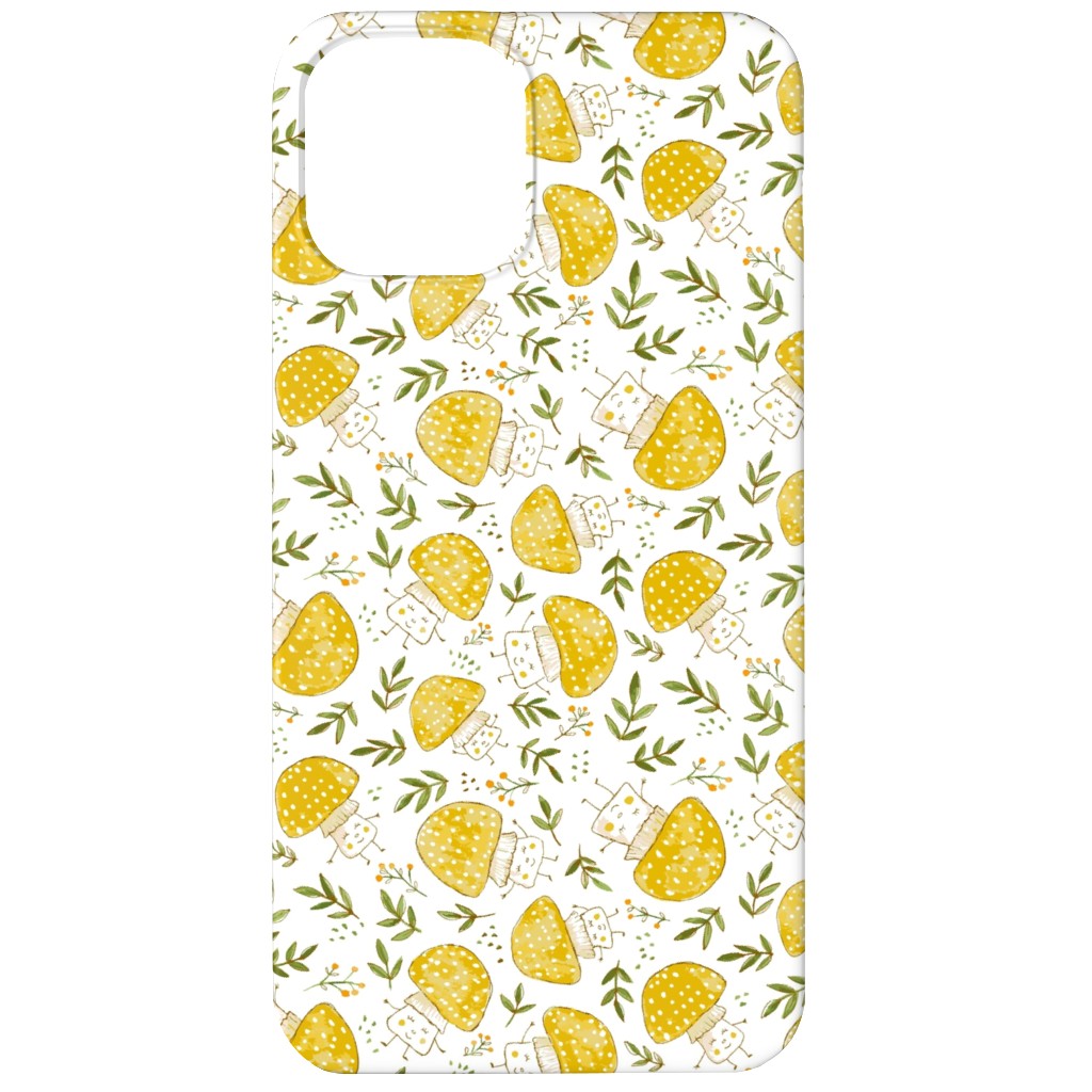 the Happiest Little Mushrooms - Yellow Phone Case, Slim Case, Matte, iPhone 11, Yellow, Classic Yellow