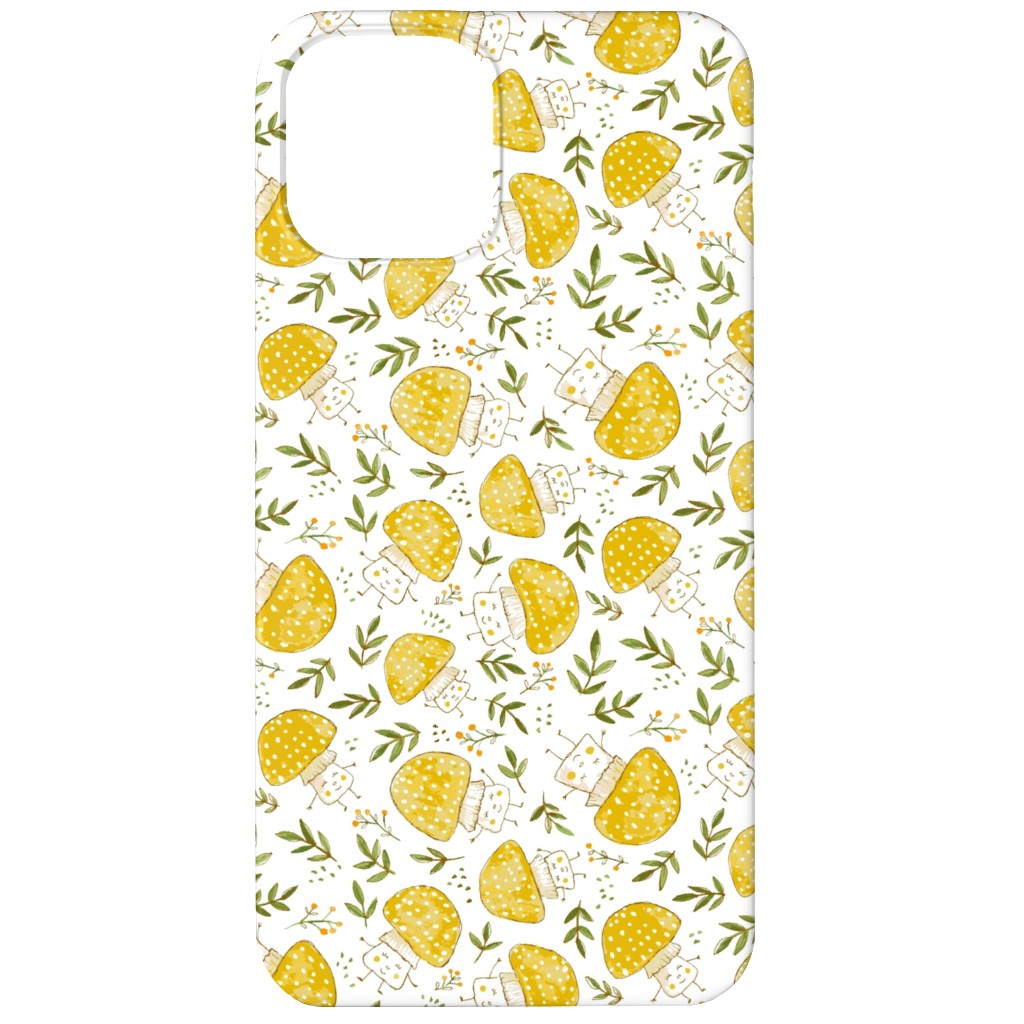 the Happiest Little Mushrooms - Yellow Phone Case, Slim Case, Matte, iPhone 11, Yellow