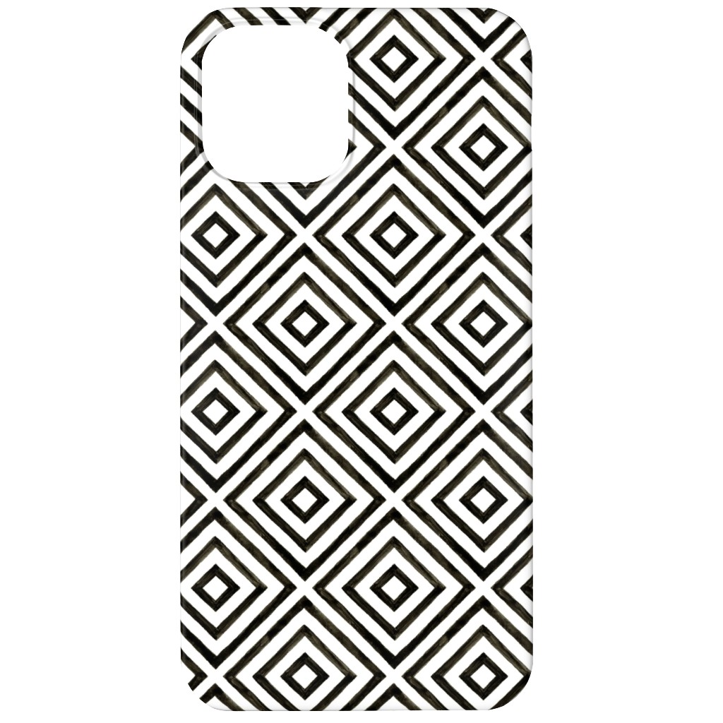 Diamond Pattern - Black and White Phone Case, Slim Case, Matte, iPhone 11, Black, Black